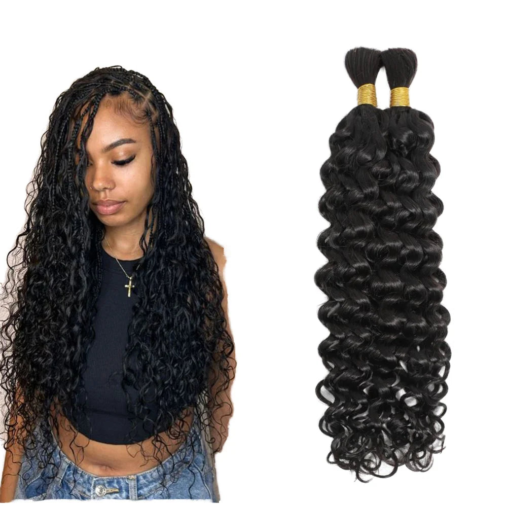 Wholesale Afro Kinky Brazilian Bulk Virgin Human Hair Braids Machine Double Weft Loose Deep Wave Bundles Braiding
