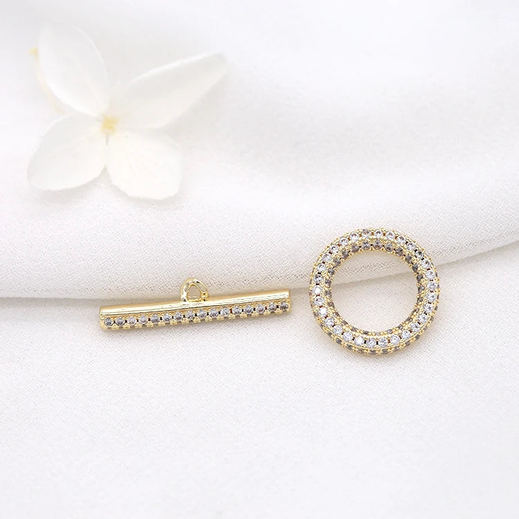 Fashion Brass 14K Gold Plated Zircon OT Clasp for Necklace and Bracelet Making Jewelry Making Accessories Supplier