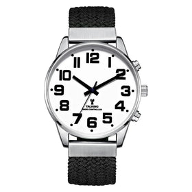 British English Talking Watch With Large Numbers Self-Setting for Visually Impaired Blind or Elder People - Nylon