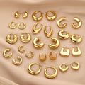 Women Hypoallergenic Jewelry Earrings Stainless Steel 18k Gold Plated Screw Twisted C-shape Hoop Earrings Non Tarnish Jewelry