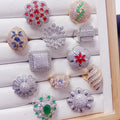 Wholesale Jewelry Luxury Women Ring Gemstone Crystal Stone Mixed Color Zircon Girls Ring Buy Rings in Bulk Jewelry