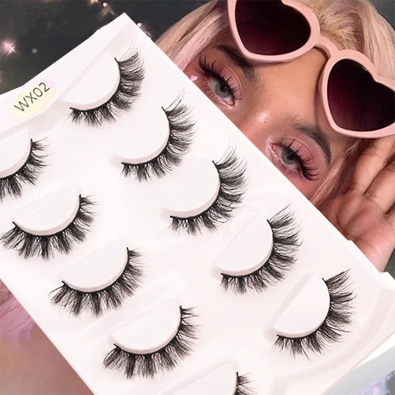 Five 5 Pairs Eyelash Classic Packaging Box Faux Mink 5 Pair Full Strip Lash Book 5pair 6d Mink Eyelash Supplier