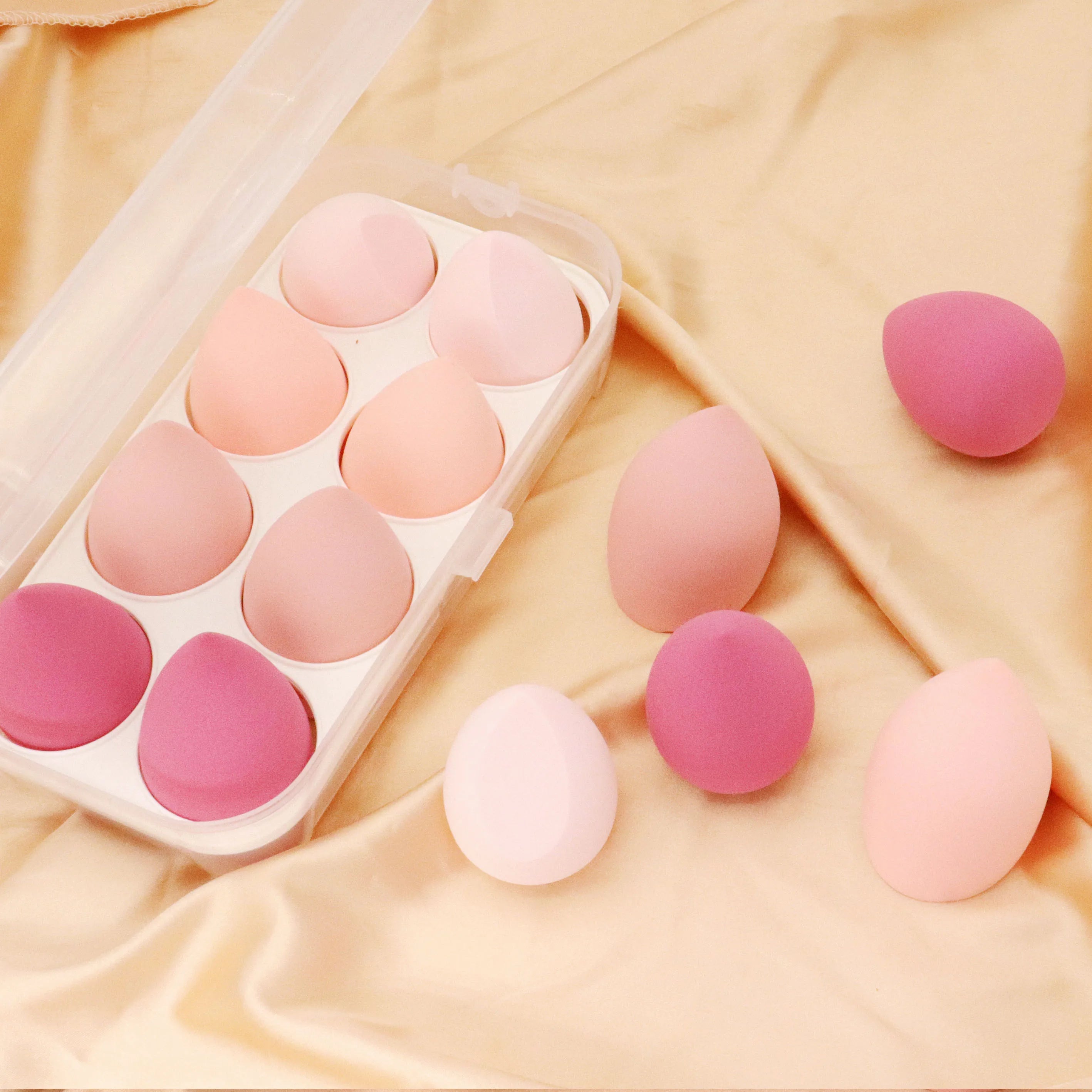 8pcs Soft Custom Logo Makeup Puff Sponge Multicolor Drop Shape Latex Free Beauty Accessory for Foundation Wholesale