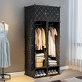Cheap Modern Black Checkered Plastic Wardrobe for Bedroom Workshop & Living Room Use 8 Doors 2 Hangers Storage Clothes Furniture