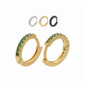 EC1206 Dainty Gold Plated Diamond Micro Pave Rainbow Cubic Zirconia CZ Huggie Hoop Earrings for Women Gift