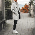 New Men Blends Coats Autumn Winter Solid Color Cold Resistant Men Overcoat Double Collar Casual Trench Coat Male