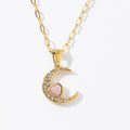 18K Gold Plated Stainless Steel Pendant Micro Insert Zircon Moon Necklace for Women