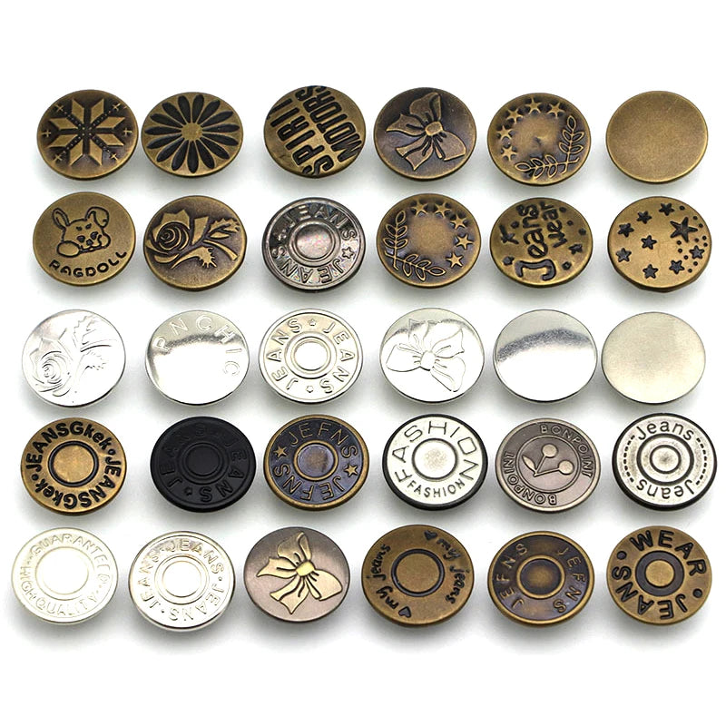 15/17/20 mm Jeans Button Metal Buckle Tooling Buttons Can Customized Patterns and Styles Leather Rivets