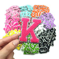 Custom Chenille Embroidered Flower Shape 'A-Z' Letter Patches Applique Design Stock Gold Sequins for Hats and Bags
