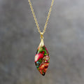 Brass Agate Gold Plated Vintage Link Chain Colorful Leaf Pendant Friendship Anxiety Necklaces Energy Balance Chakra Wholesale