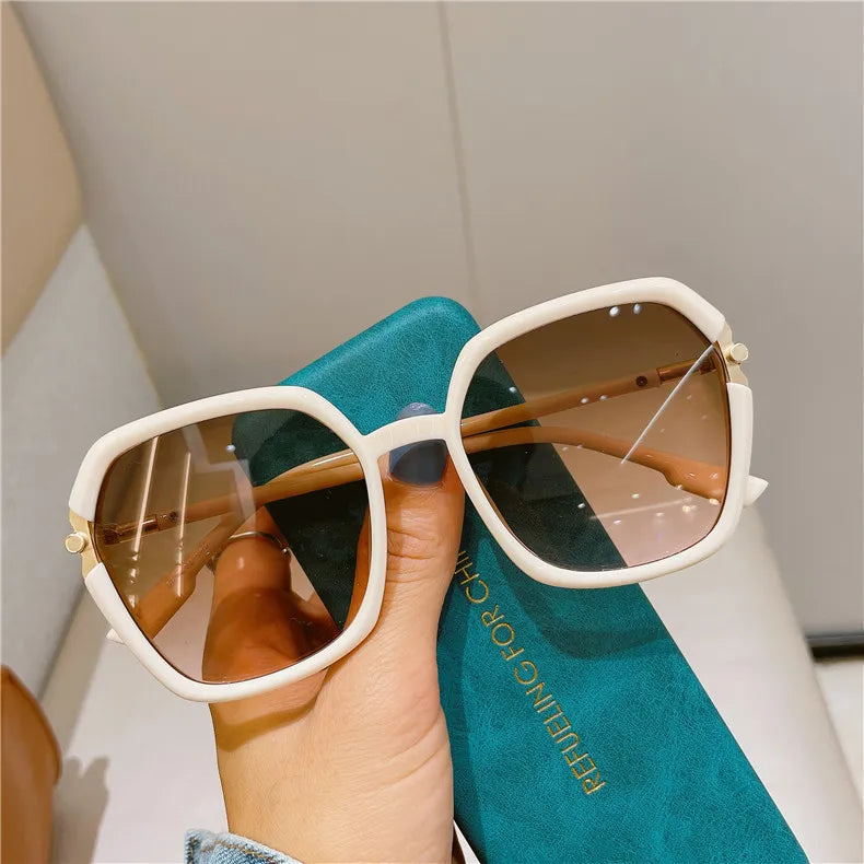 Woman Sunglasses Luxury Shades Male Old Fashion Western Style Men Gold Frame Sunglasses Custom Logo Brown Square Sunglasses
