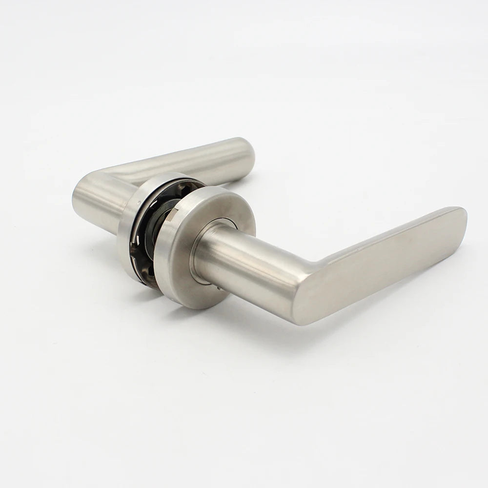 Door Lever Handle Stainless Steel Natural Color Solid Metal Interior Door Lock Wooden Door Handles