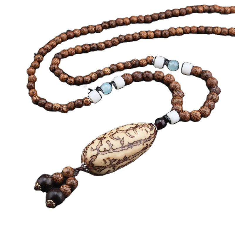 Vintage Ethnic Style Tower Feather Elephant Wood Beaded Pendants & Necklaces Statement Nepal Necklace for Women Men Jewelry