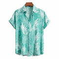 New Cool Summer Green Fresh Men's Fashion Trend Casual Leaf Short-sleeved Custom Causal Shirts for Men