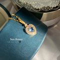 18k Gold Plated Blue Sapphire Necklace 925 Sterling Silver CZ Love Heart Gemstone Necklace