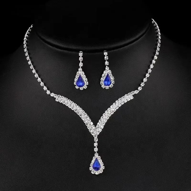 DAIHE Set-3369 Factory Wholesale Fine Bride Jewelry Full Flash Diamond Necklace Earrings Wedding Jewelry Set