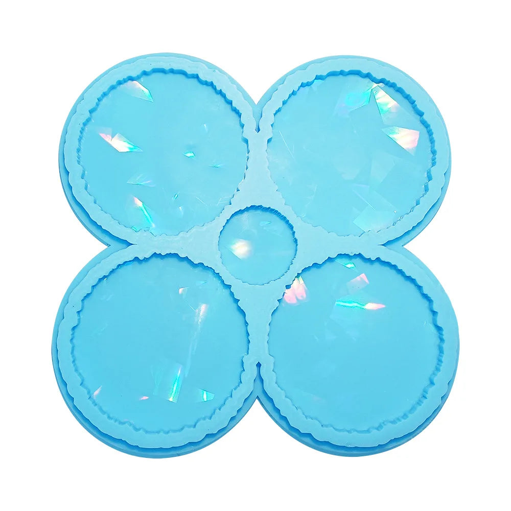 Holographic Coaster Molds for Resin Silicone Molds for Epoxy Resin Cup Mat Moulds with Rainbow Light Effects for Home Table Dec