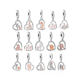 Fit Original Brand Charm Bracelet 925 Sterling Silver Mother and Daughter Best Friends Forever Bead for Jewelry Making