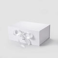 White Marble Embossed Magnetic Gift Boxes with Ribbon Printed Folding Paper Gift Boxes for Rigid Packaging with Magnetic Lid