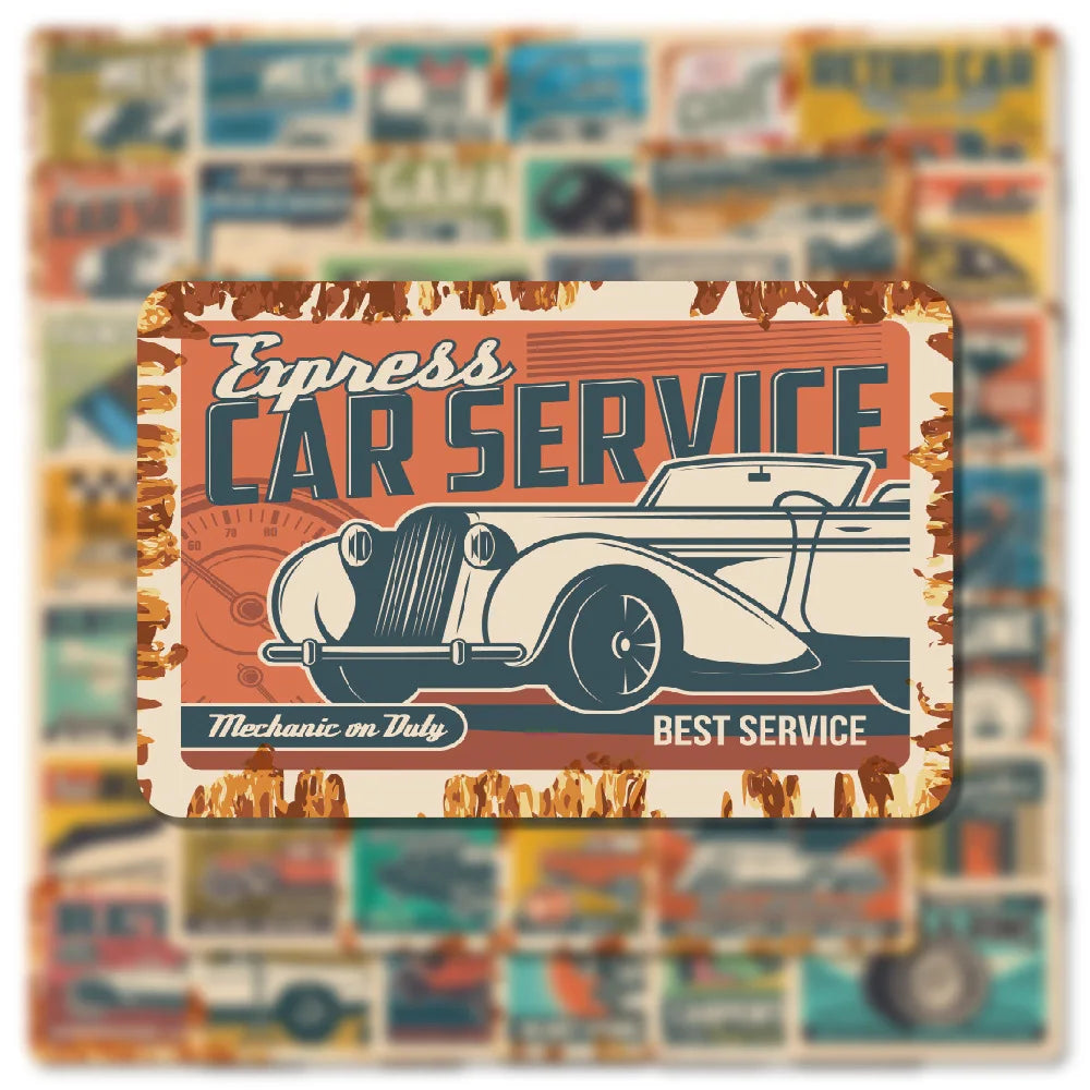 54PCS Luxury cool memories bronzing historic poster retro racing car sticker