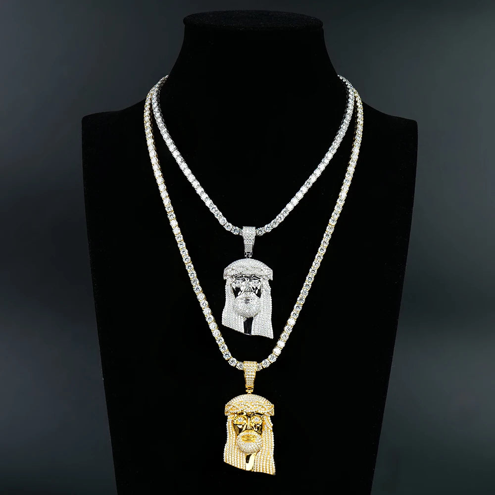 Custom Men's 925 Sterling Silver Jesus Pendant Hip Hop Style Rhodium Plated Ice Out Moissanite Chain Fine Pendants Charms