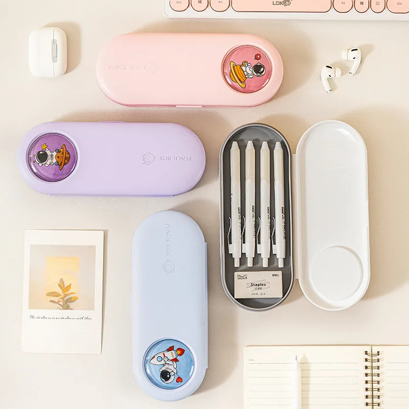 Custom Cartoon Large Capacity Double Portable Pencil Case Cute Stationery for Children Desktop & Drawer Organizer