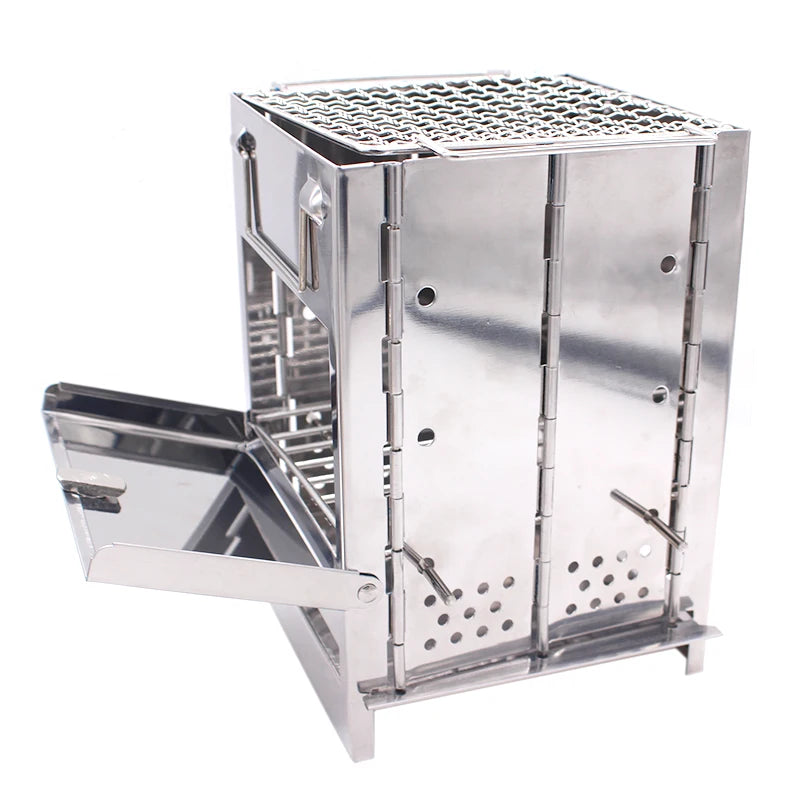 Bushcraft Stainless Steel Mini Woodburning Portable Camping Stove for Outdoor Activities like Climbing Survival Cooking Cookware