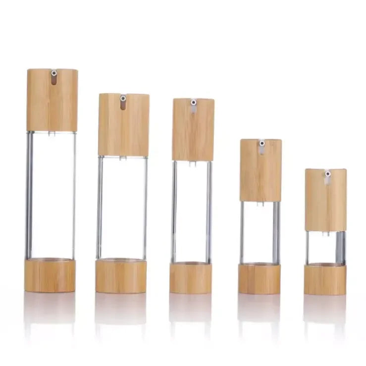 Silk Printing logo 15ml 30ml 50ml 100ml Face Skincare Empty Luxury Lotion Airless Pump Bottle Bamboo