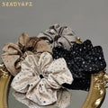 Women Solid Color Soft Fabrics Shiny Rhinestone Scrunchies Hair Ties Elegance Spot Drilling Elastic Scrunchies Cheapest Price