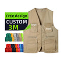 Multi Pockets Cargoes Fisherman Vest Cartoon Logo Waistcoat for Fishing Hiking Journalist Photography Camping Vest