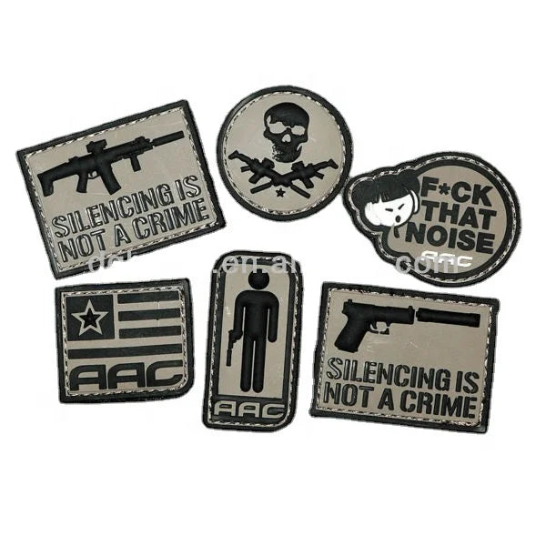 Customized Logo PVC Large Hook Patches 3D Embossed Flower and Heart Rubber Labels with Bead Decoration