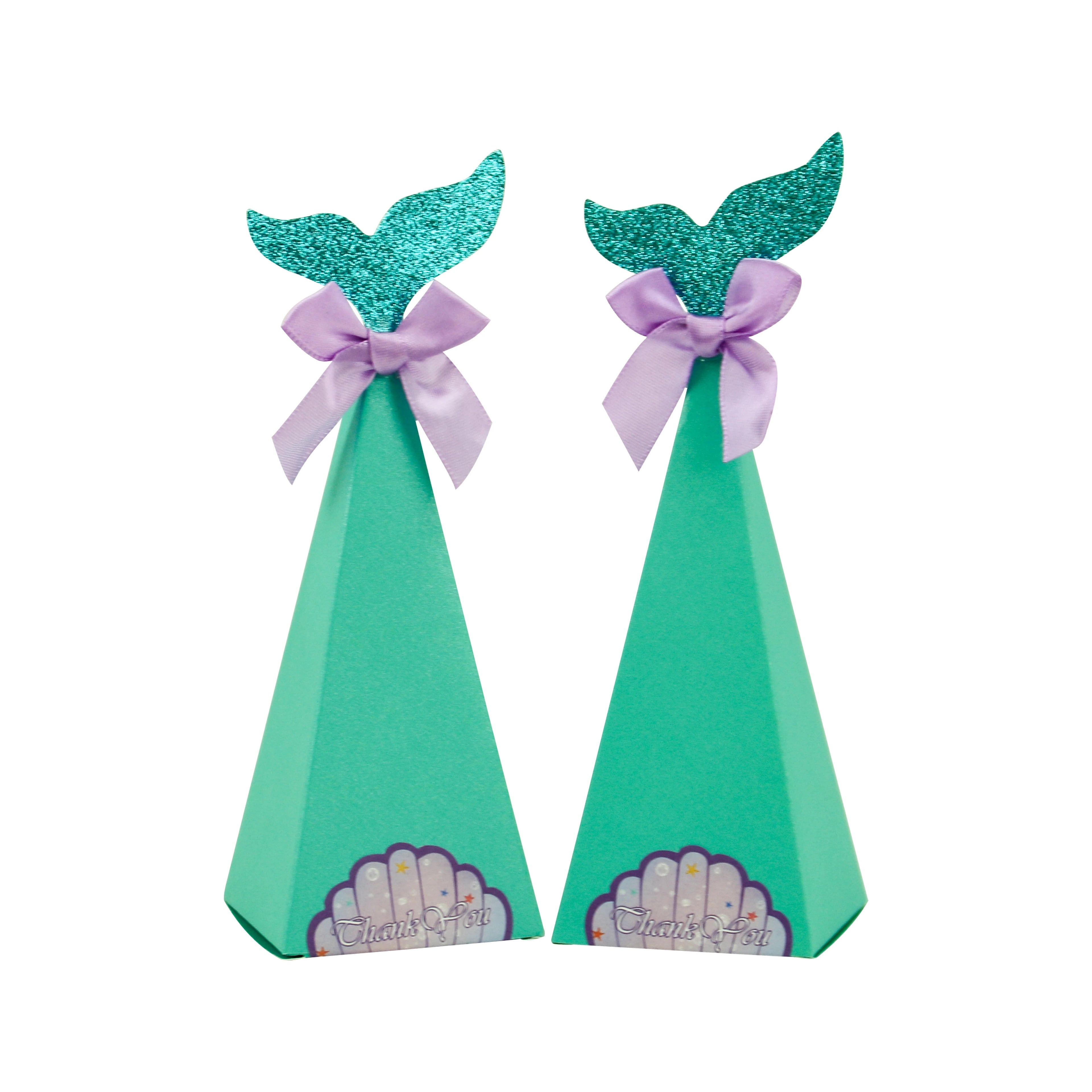 Mermaid Shape Triangle Candy Favour Paper Boxes Wholesale Wedding Giveaway Chocolate Box for Party Favor Gift Box with Bow-knot