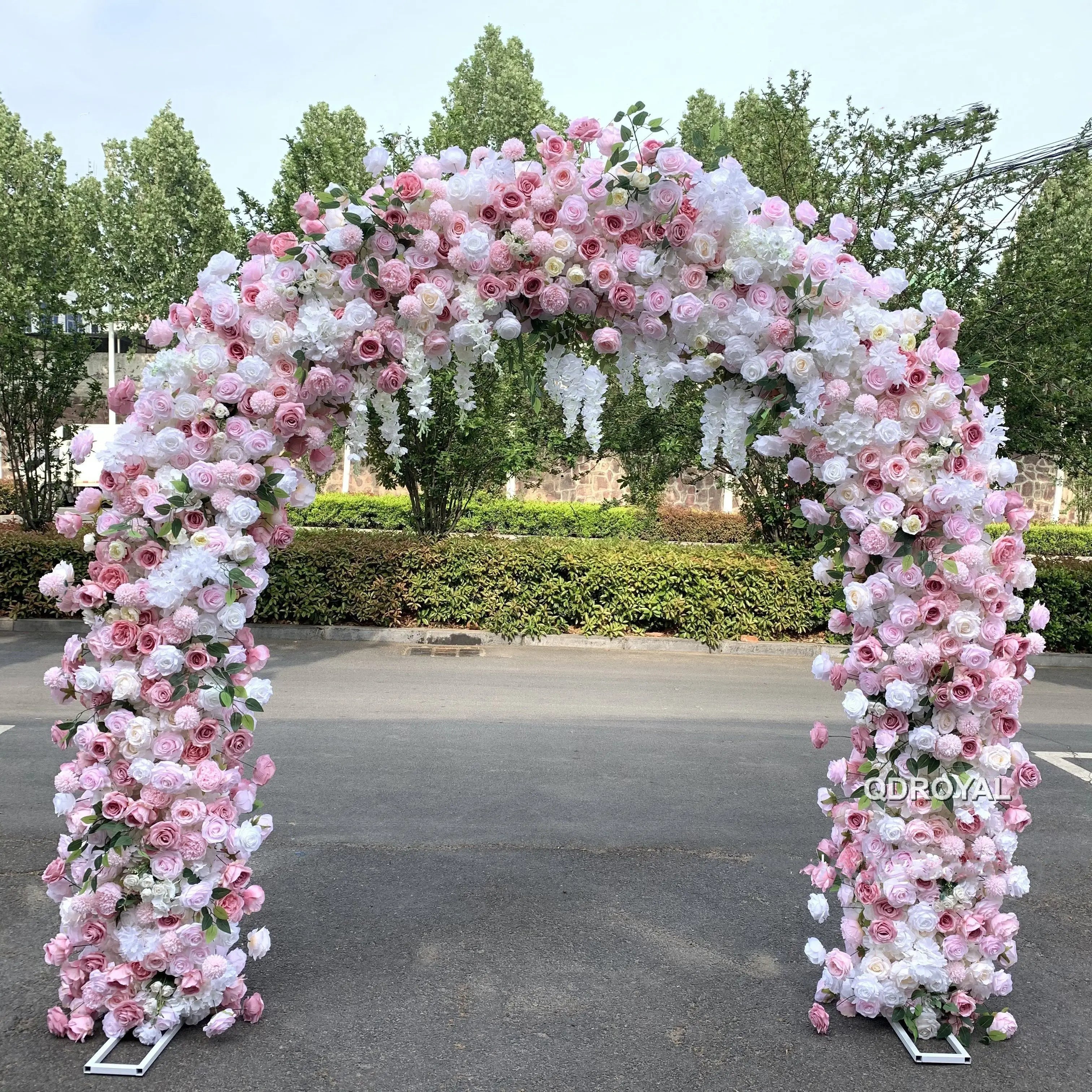 Square Silk Flower Arch & Row for Wedding Catwalk Decoration Artificial Flower Props
