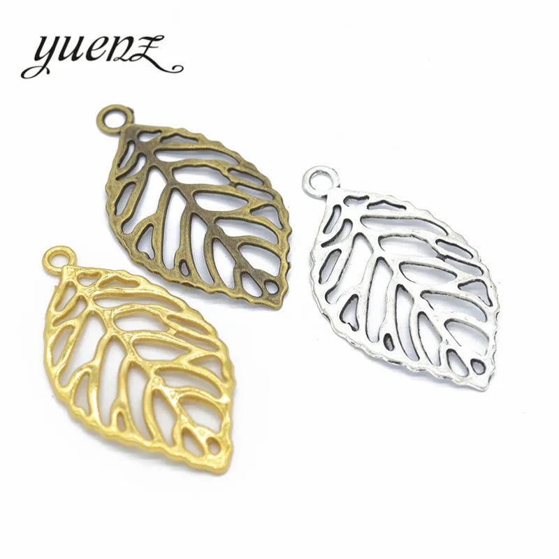 YuenZ 3 Color Antique Silver Color Tree Leaf Charms Metal Alloy Jewelry Diy Accessories 49*27mm Q325