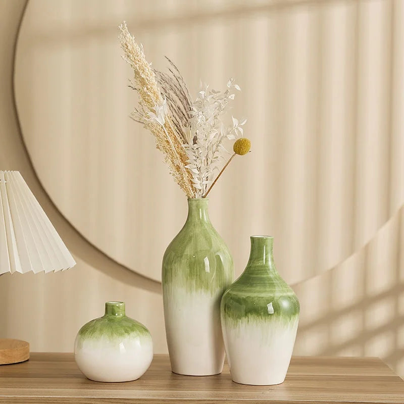 New Chinese Style Ceramic Vase Rustic Design Home Decor for Living Room Coffee Table TV Cabinet Dried Flower Arrangement Display