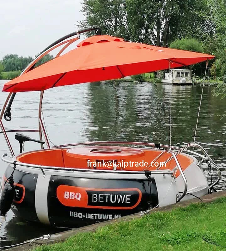 Luxury Cabin Cruiser Pontoon Boat with Transparent Polycarbonate Hull BBQ Grill for Residential Use Clear Hull Boat for Sale