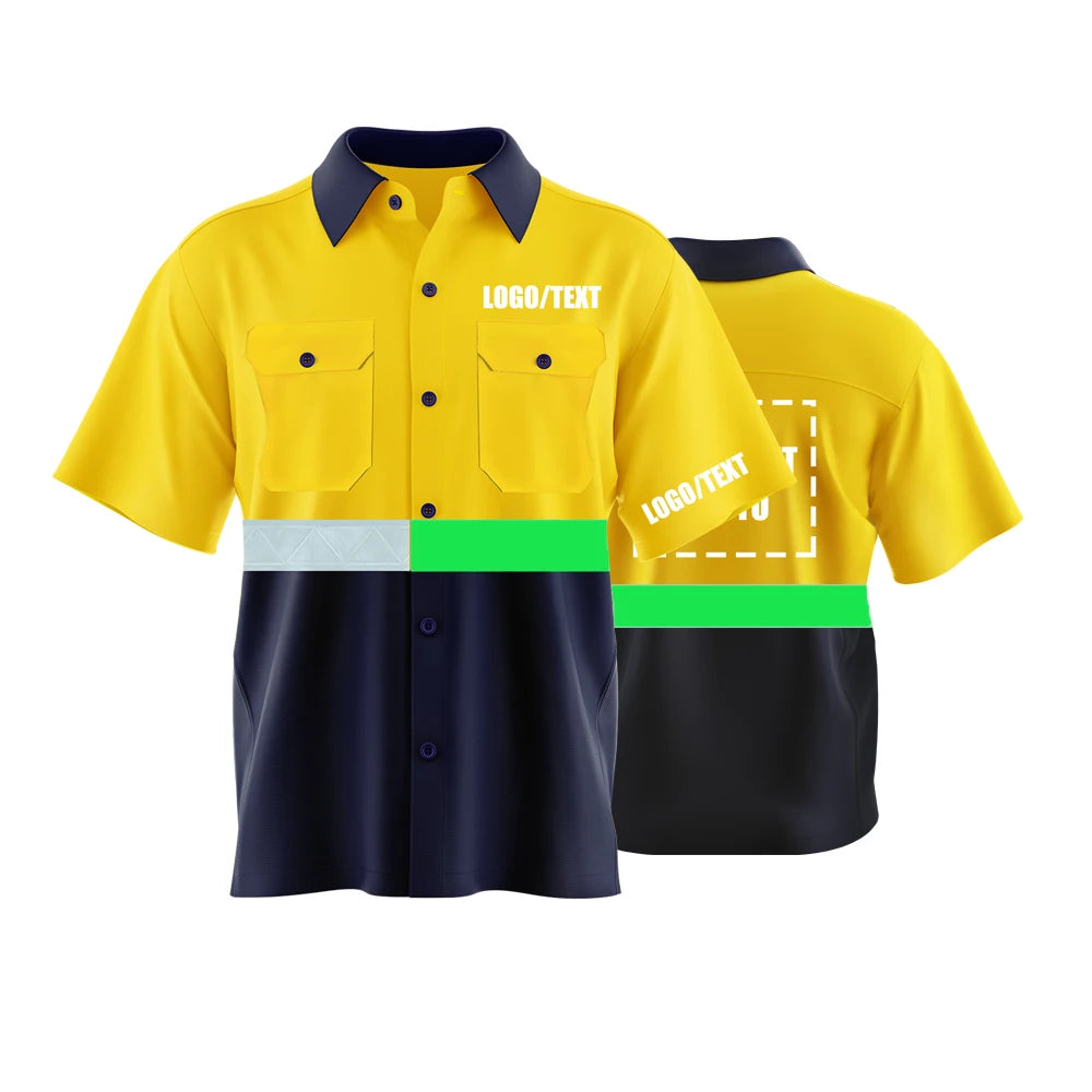Hi Visibility 100% Cotton Construction Long Sleeve Shirt Luminous Reflective Stripes  Jacket For Night Work