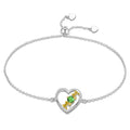 Abiding Jewelry Unique Design Heart Shape CZ - Green Stone Resizeable 925 Sterling Silver Bracelet for Women Jewelry