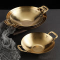 Double Ear Bar Cauldron Commercial Round Bottom Hot Pot Thickened Hammer Pattern Creative Stainless Steel Dry Pot Pot Cub Golden