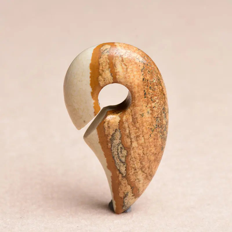 New Natural Jasper Drop Keyhole Weight Ear Plug Flesh Tunnel Body Jewelry Piercing Expander