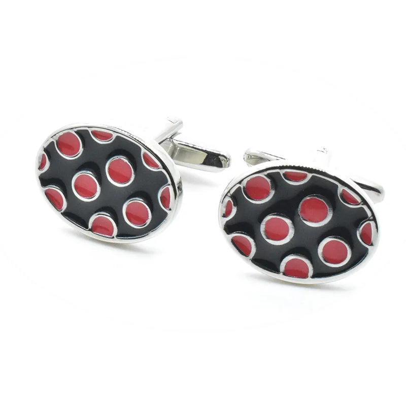Wholesale Elegant Polka Dots Enamel Cufflinks Men Custom Fashion Accessory Suit Shirt Wedding Tuxedo Trendy Jewelry Tie Clips
