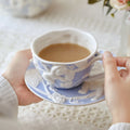 British Style Embossed Retro Palace Style Creative Ceramic Teacup With Saucer