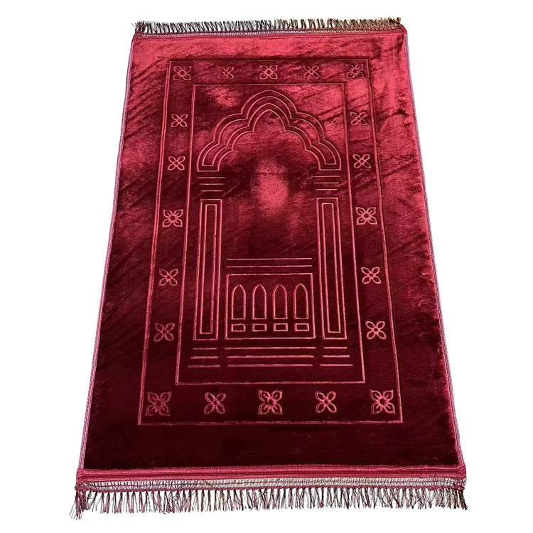 80x120CM Thicker Prayer Rug Islamic Worship Blanket Lasher Solid Color Embossing Prayer Mat Muslim Sajda Ramadan Carpet Janamaz