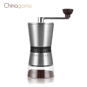 Factory Direct Sale 18/8 Stainless Steel Hand Crank Manual Coffee Grinder with Ceramic Burr Large Capacity Coffee Grinder