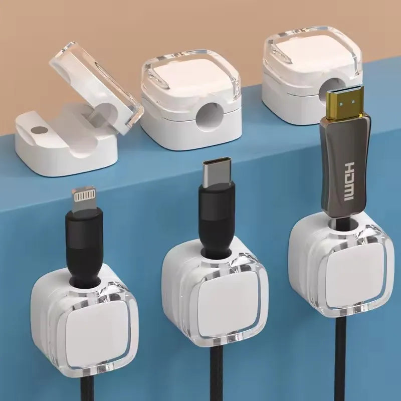 Wall-Mounted Magnetic Cable Manager Punch-Free Cable Clip Data Cable Buckle Wire Fixer Plug Holder Accessory Kitchen Wardrobe