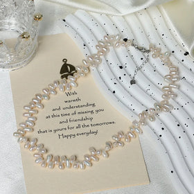 Wholesale Retro Simple S925 Silver Necklaces with 4-5mm Freshwater Pearl Beads Natural 4-5mm Metre Freshwater Pearl Necklace