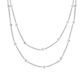 Double Layer Stainless Steel Link Chain Necklace with round Crystal Pendant Star Design Fashionable Beach Style for Ladies