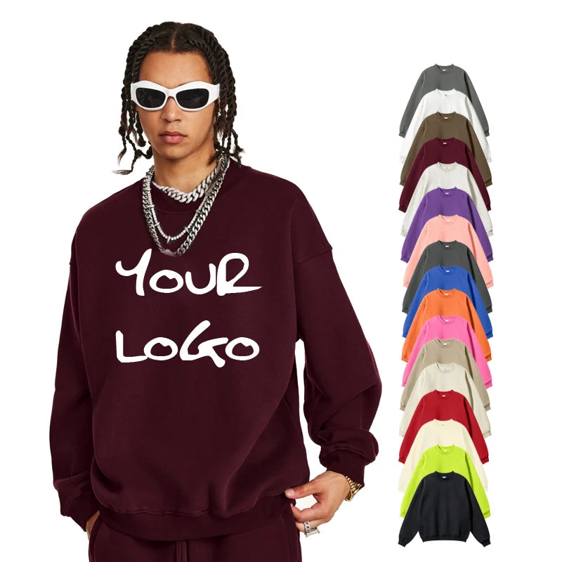 Autumn and Winter Fashion Brand Men's Sportswear Loose Fit Wool Lining Oversized Thick Printed Pattern Novel and Fashionable