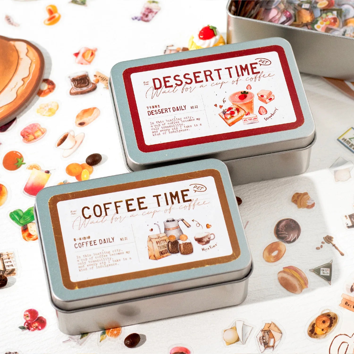 1000 Stickers Per Box Idle Coffee Moments Series Literary Handbook Decorative Material Stickers 2 Models