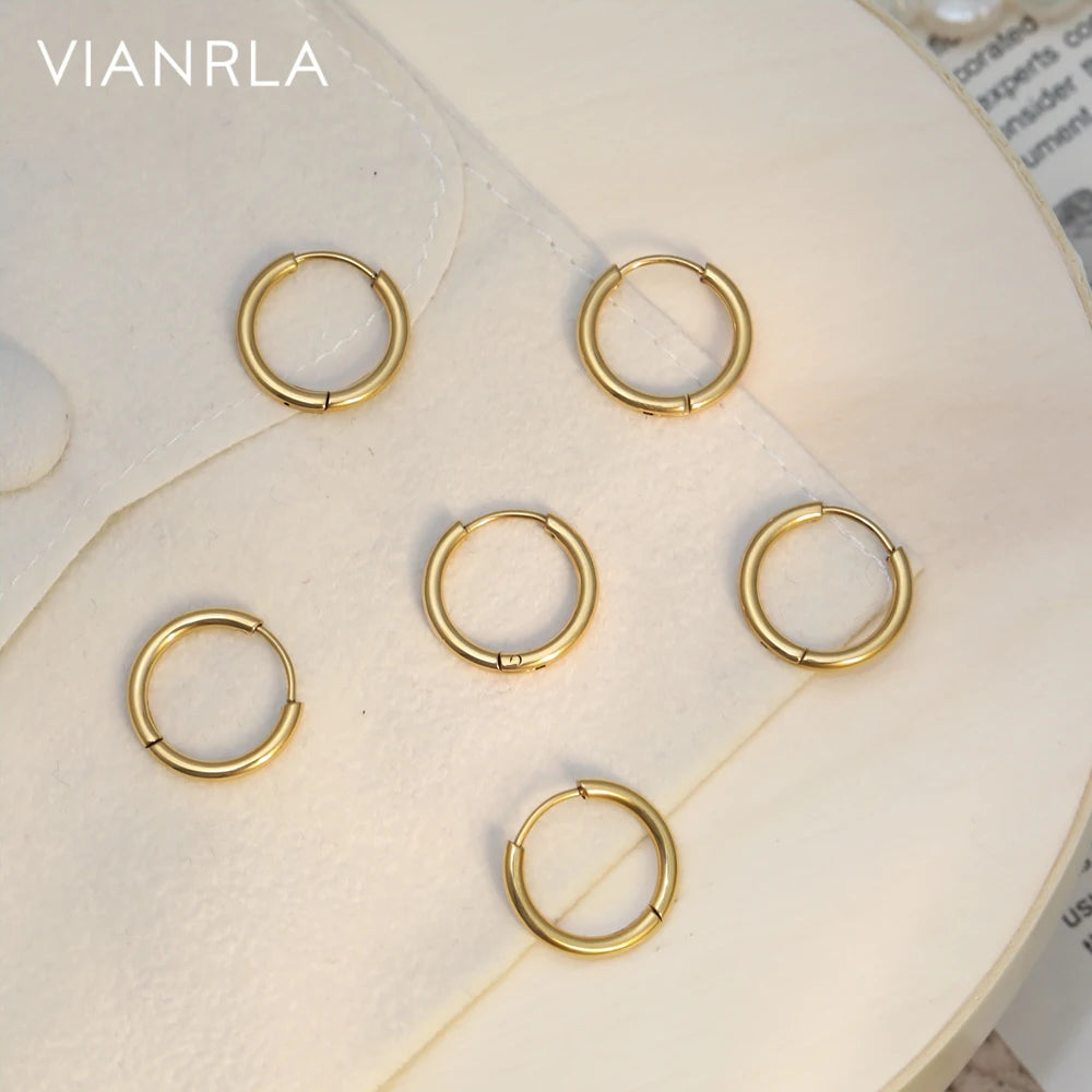 VIANRLA Stainless Steel 16mm Big Hoop Earrings Simple Design 2023 New Fashion Women Jewelry Gift Drop Shipping